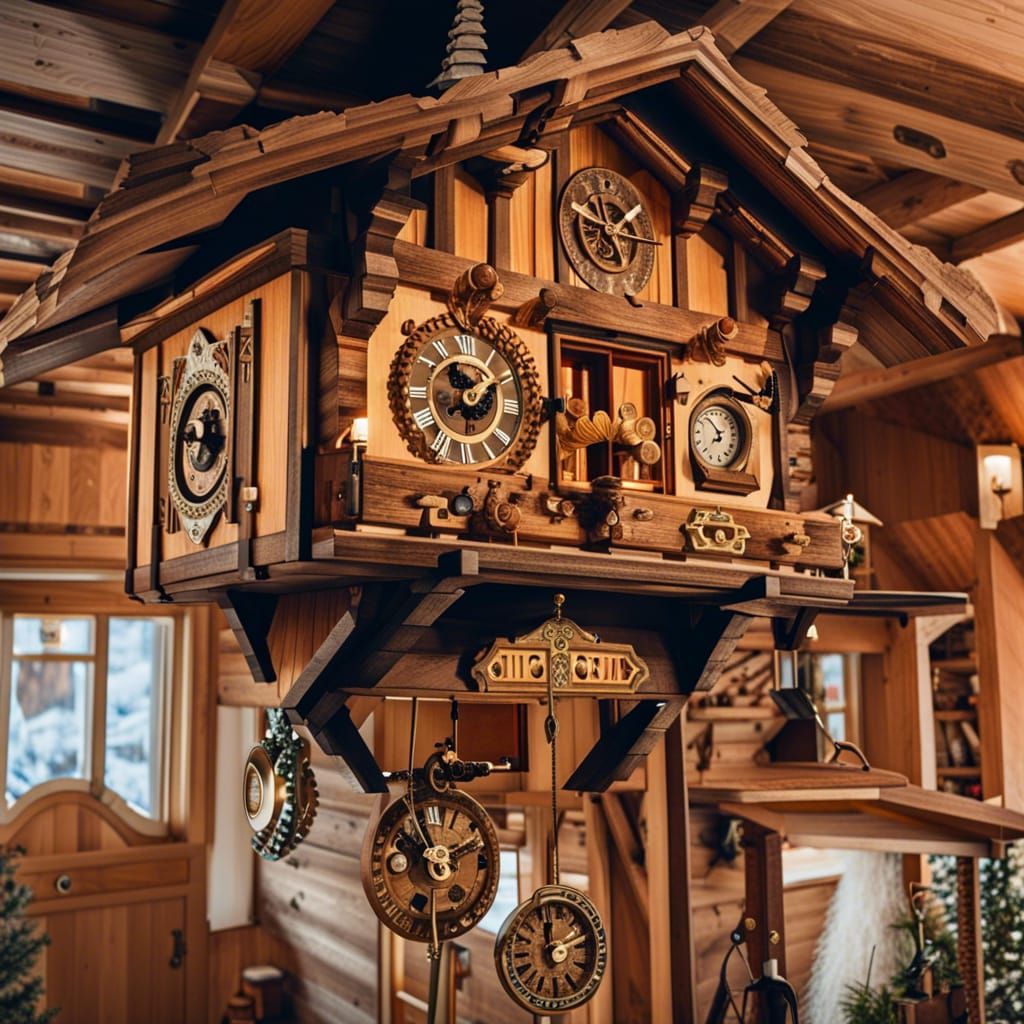 Cuckoo Clock in Ski Chalet Interior