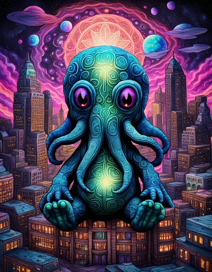 Giant Baby Cthulhu Plush: Cosmic Illustration