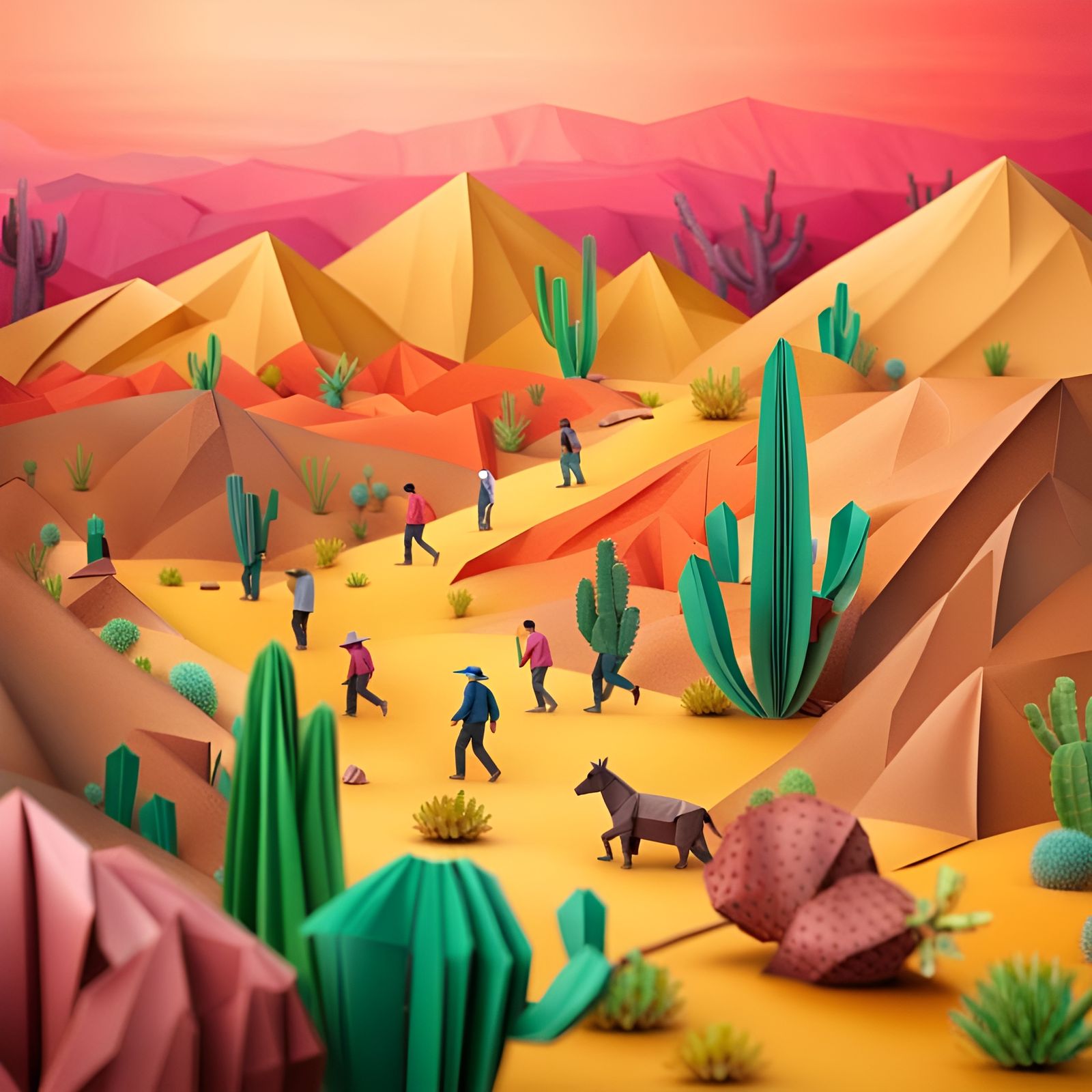 Desert Landscape__origami style