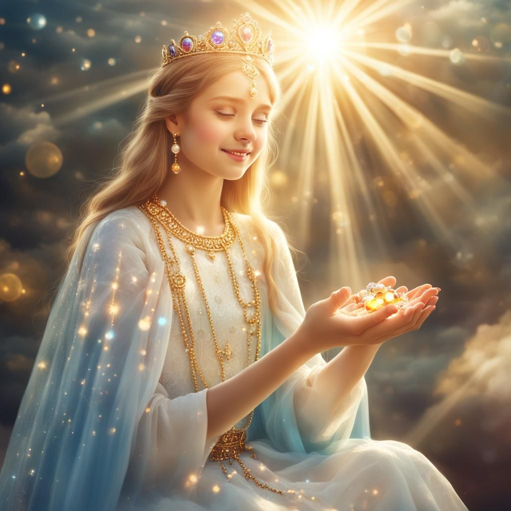Princess Giving Gems in Heavenly Sunshine