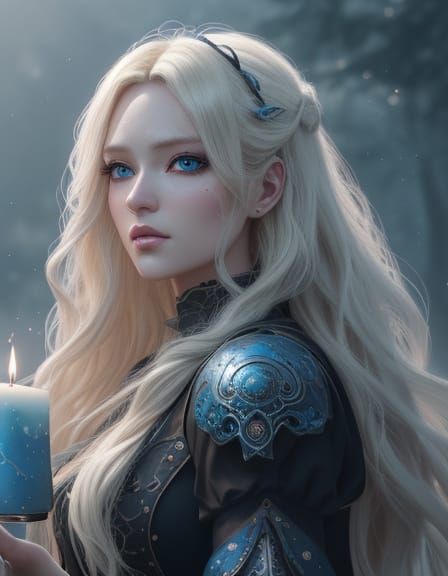 Ethereal Anime Woman Searching for Neon Fox in Steampunk Sty...