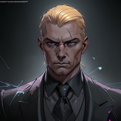 Hitman in Black Suit: Hyperdetailed Portrait