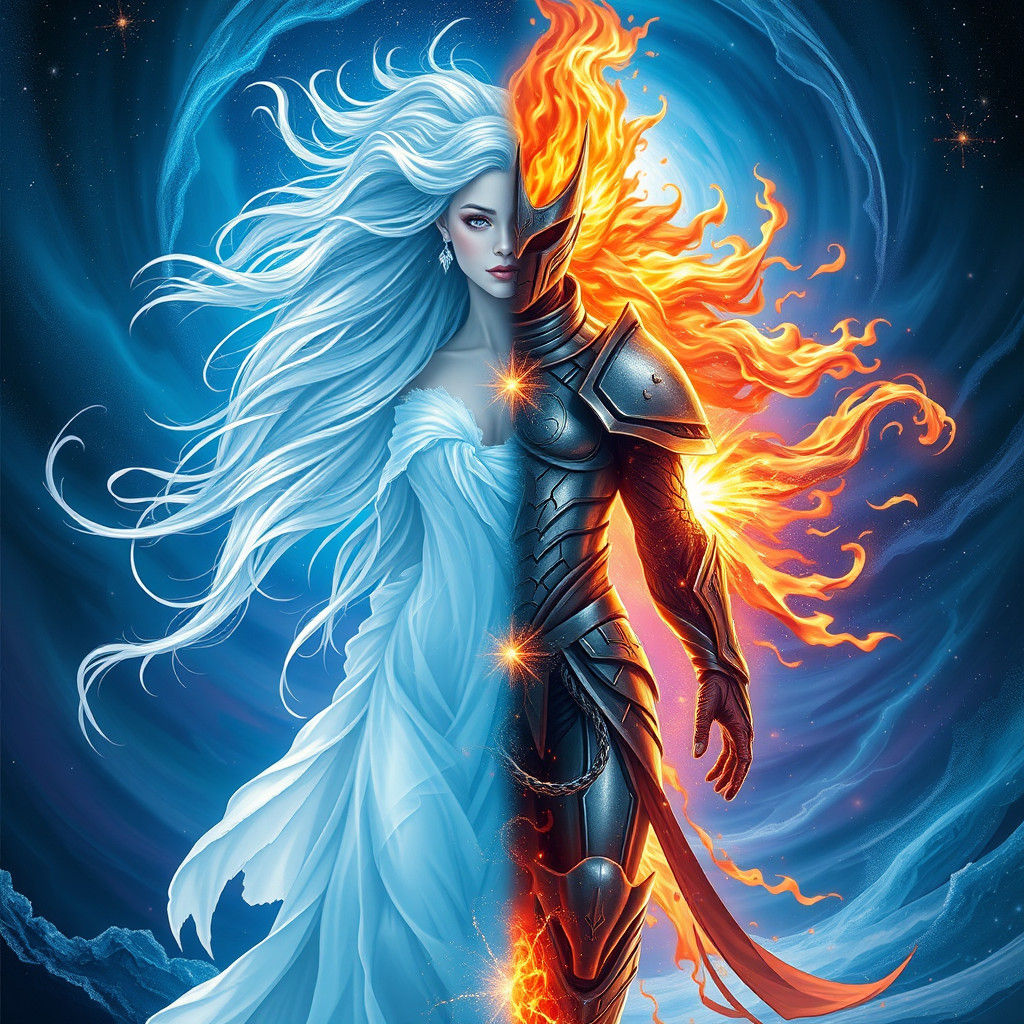 Dual-Gendered Being: Ice Woman and Fire Man