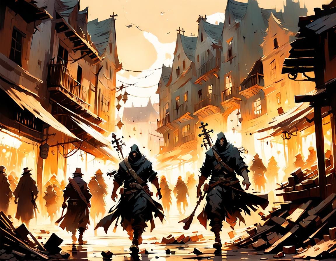 Fantasy Bard's Chaotic Performance in Oil Painting Style