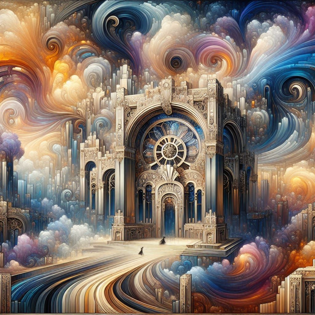 Epic Digital Painting in Bauhaus and Art Deco Style