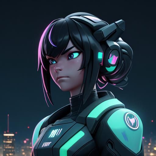 Cyberpunk Drone Over Suburbia at Night