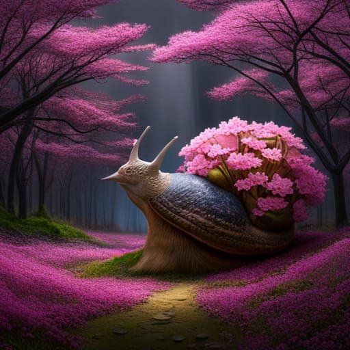 Giant Snail Castle in Cherry Blossom Storm