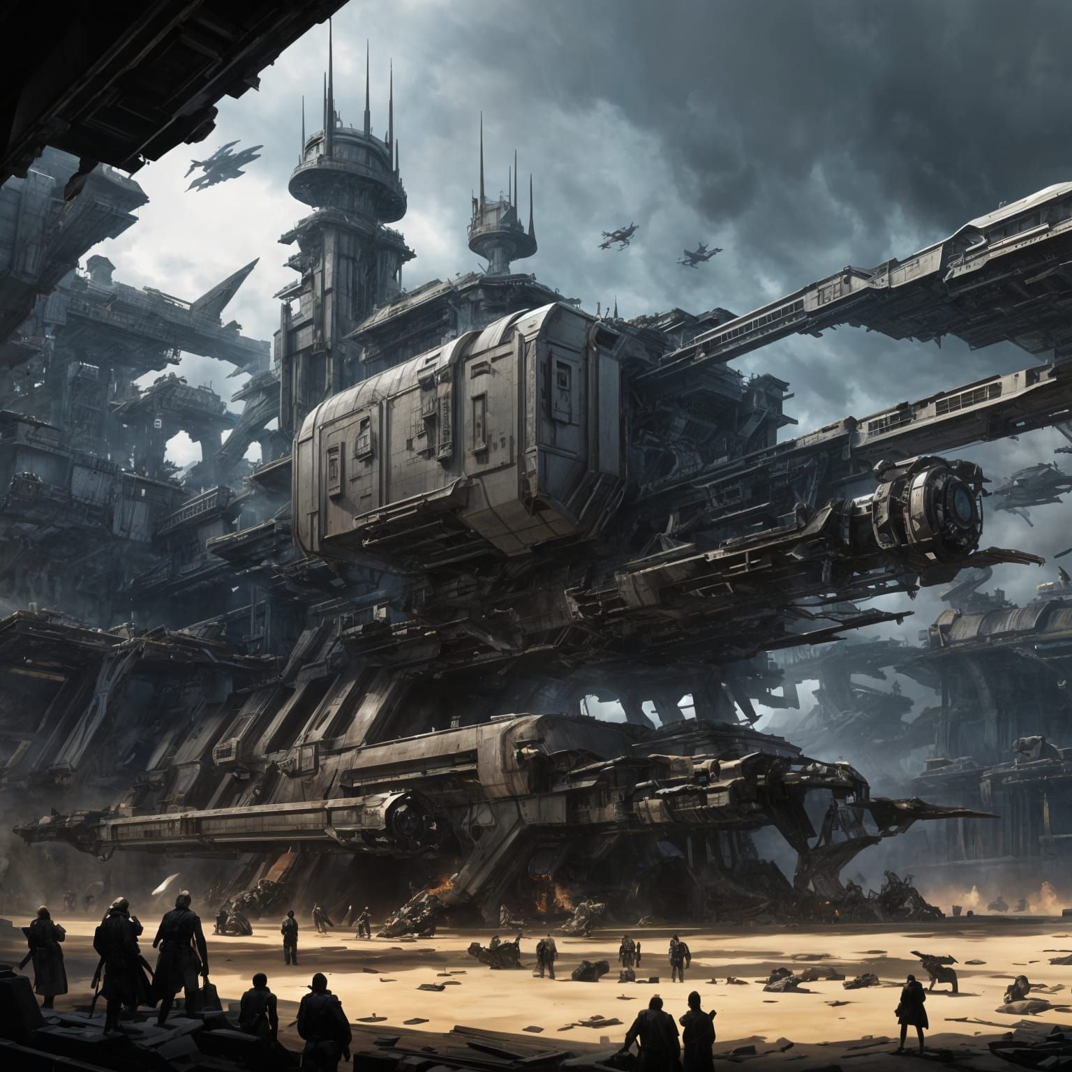 Gigantic Sci-Fi Hangar with Intricate Details