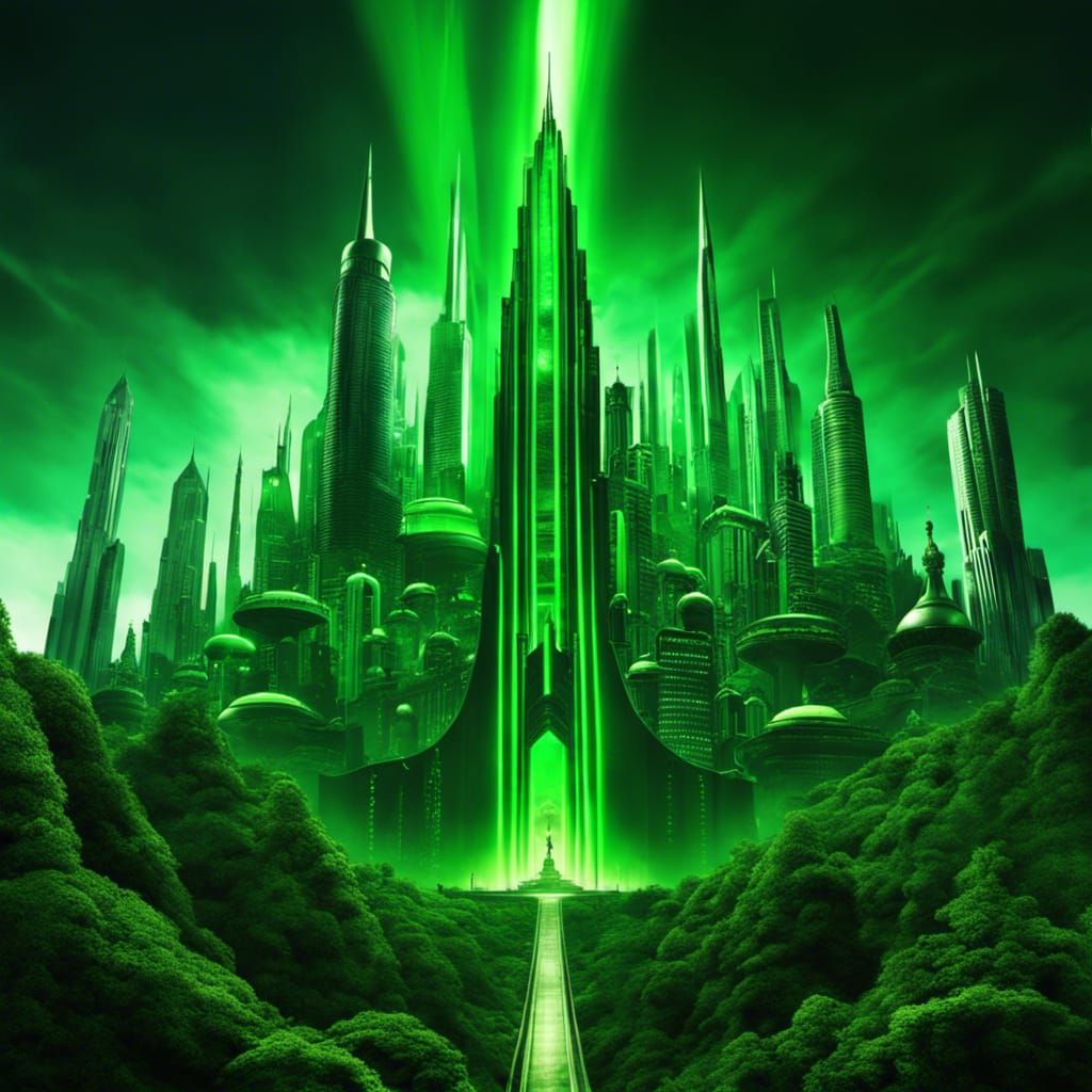 Dramatic Night View of Emerald City