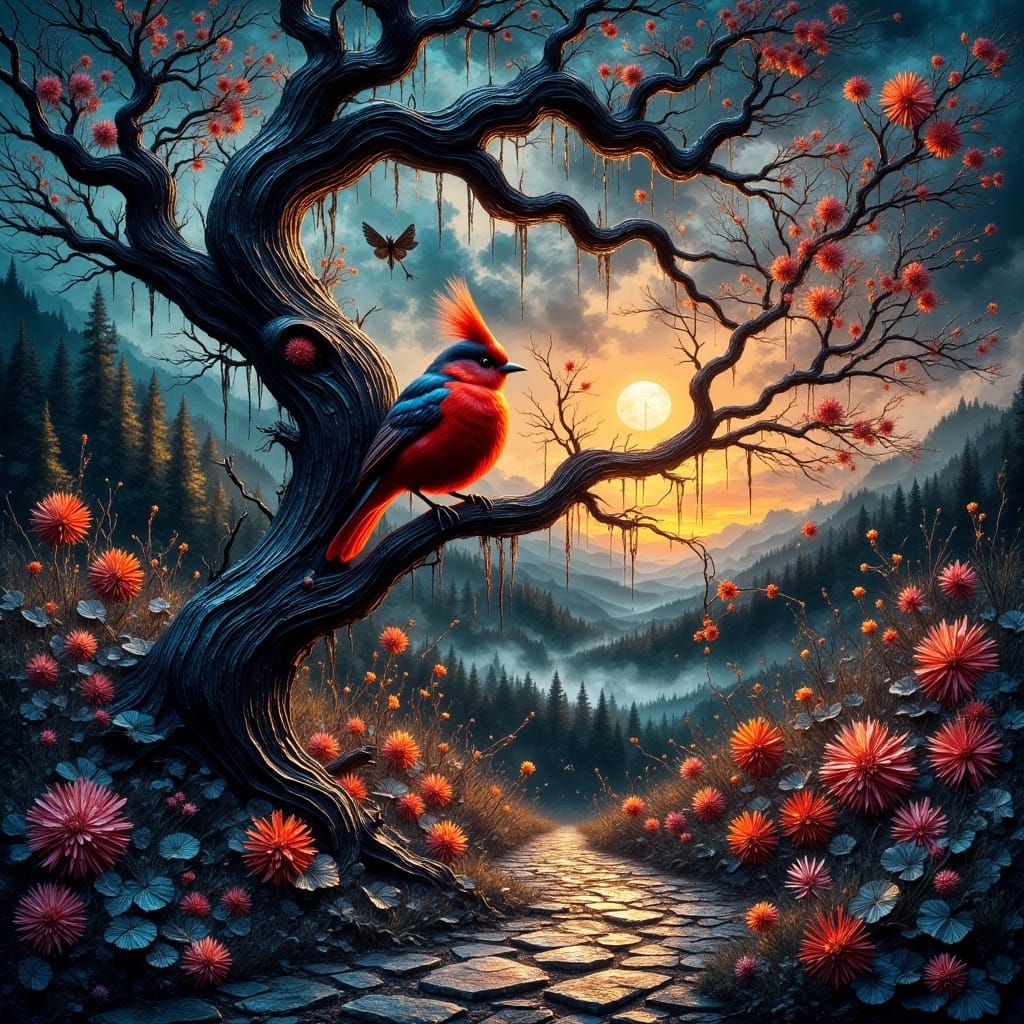 Gothic Robin in Twilight Shadows