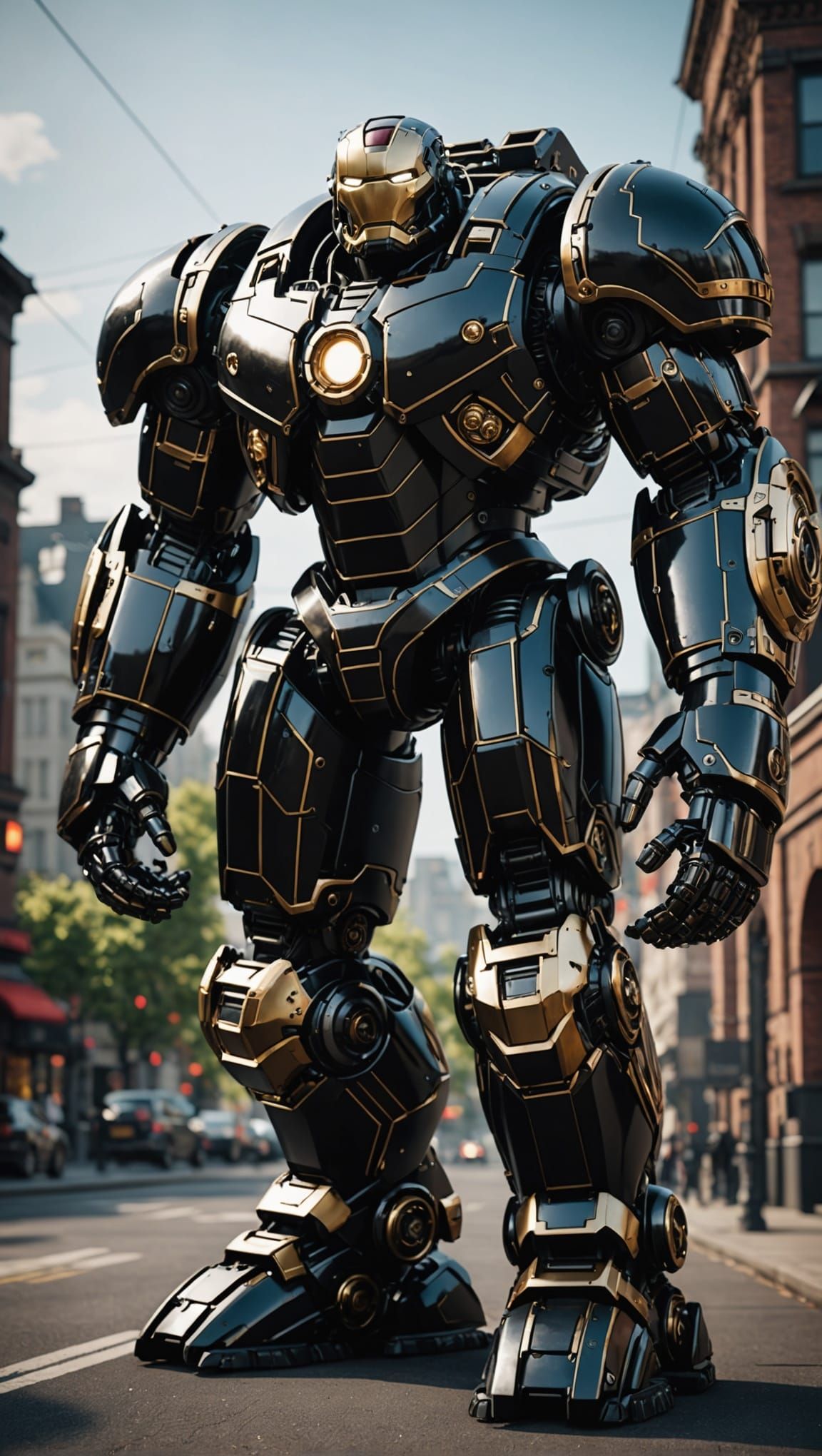 Steampunk Hulkbuster Ironman Robot in Sci-Fi Scene