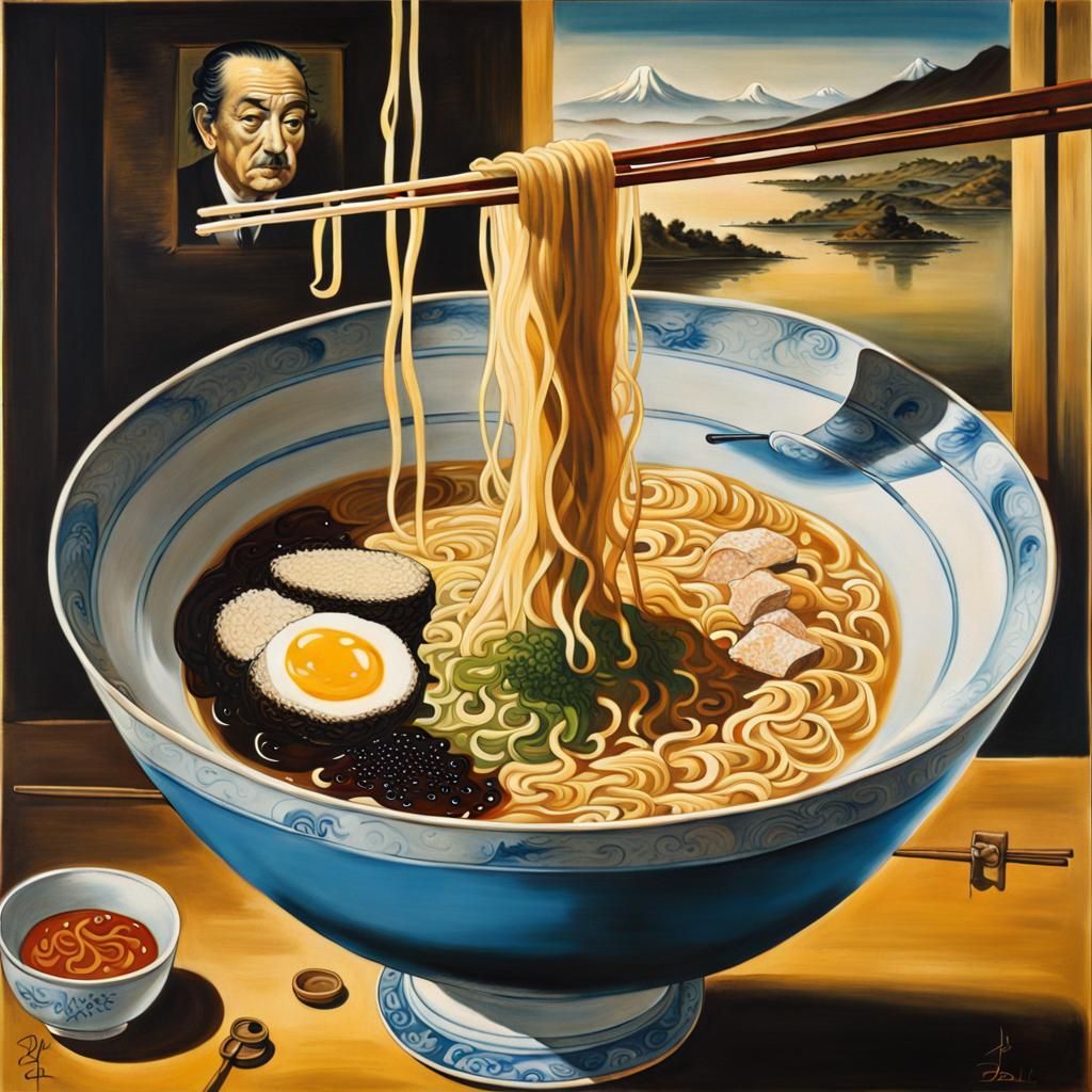 Surreal Ramen Bowl in Dali Style