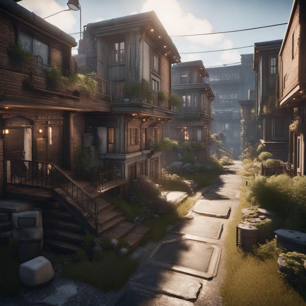 Modern Residential Area in 3D Cinematic Style