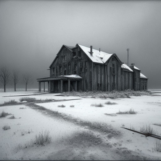 Post-apocalyptic Winter Farm in Giger's Pointillism Style
