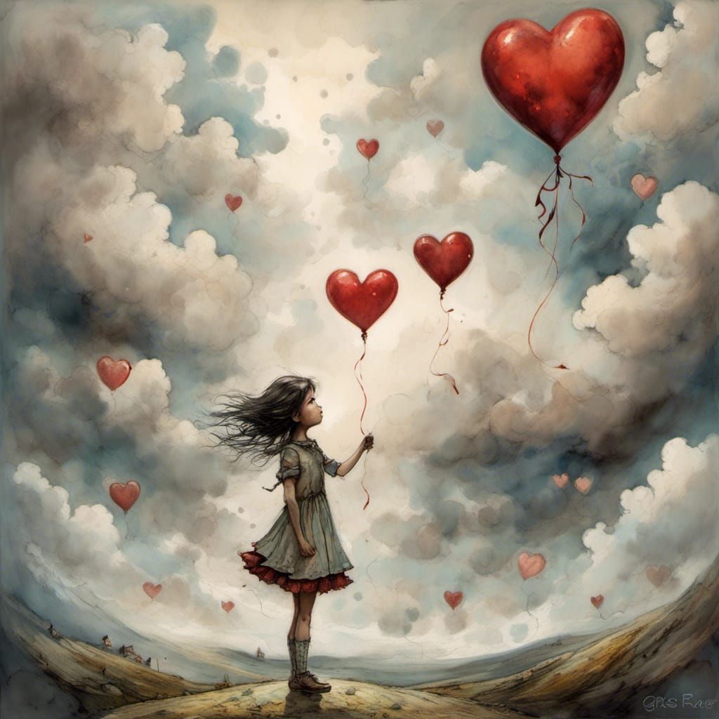 Dreamy Cloud Fantasy with Adorable Girl