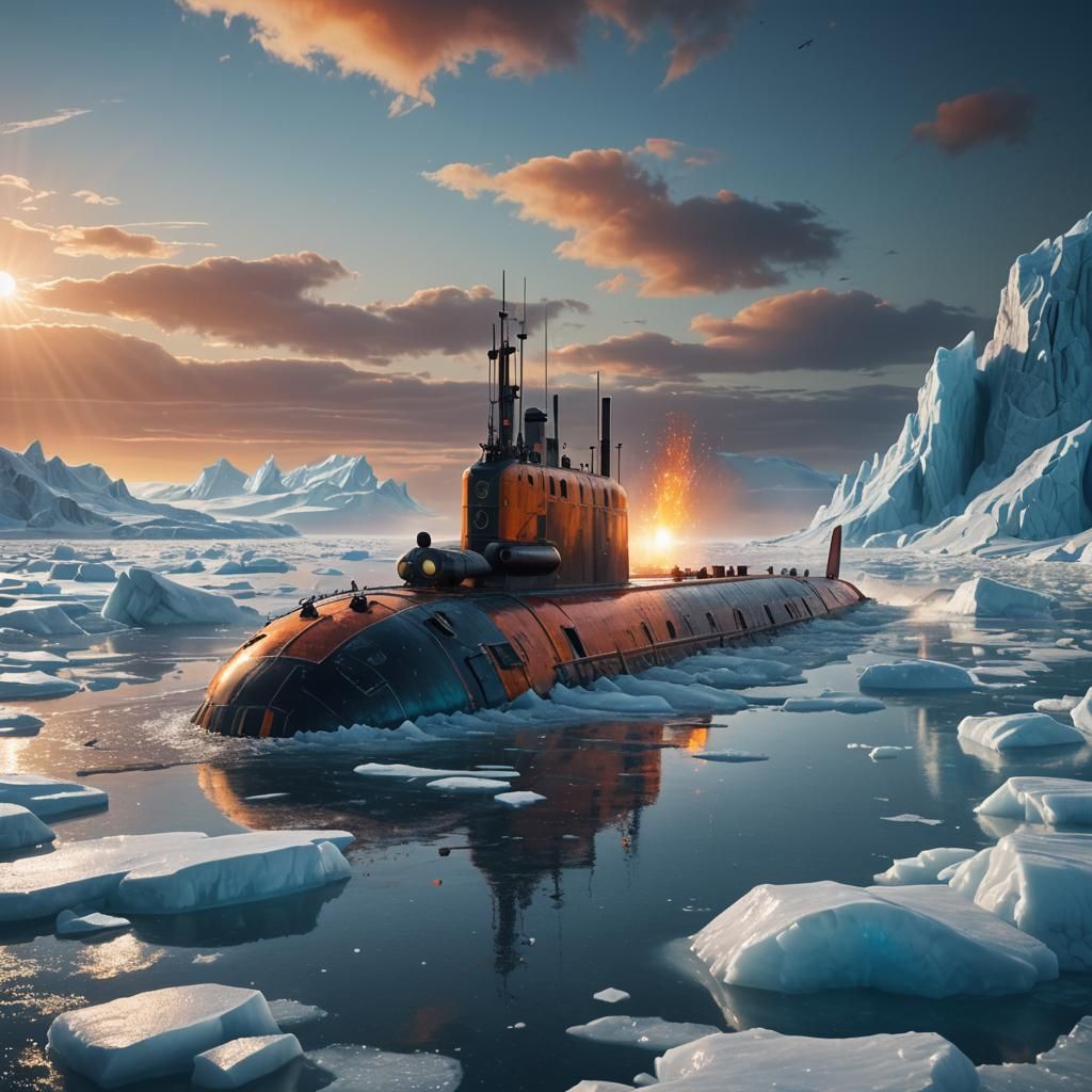 Submarine Breaks Through Arctic Ice: Concept Art