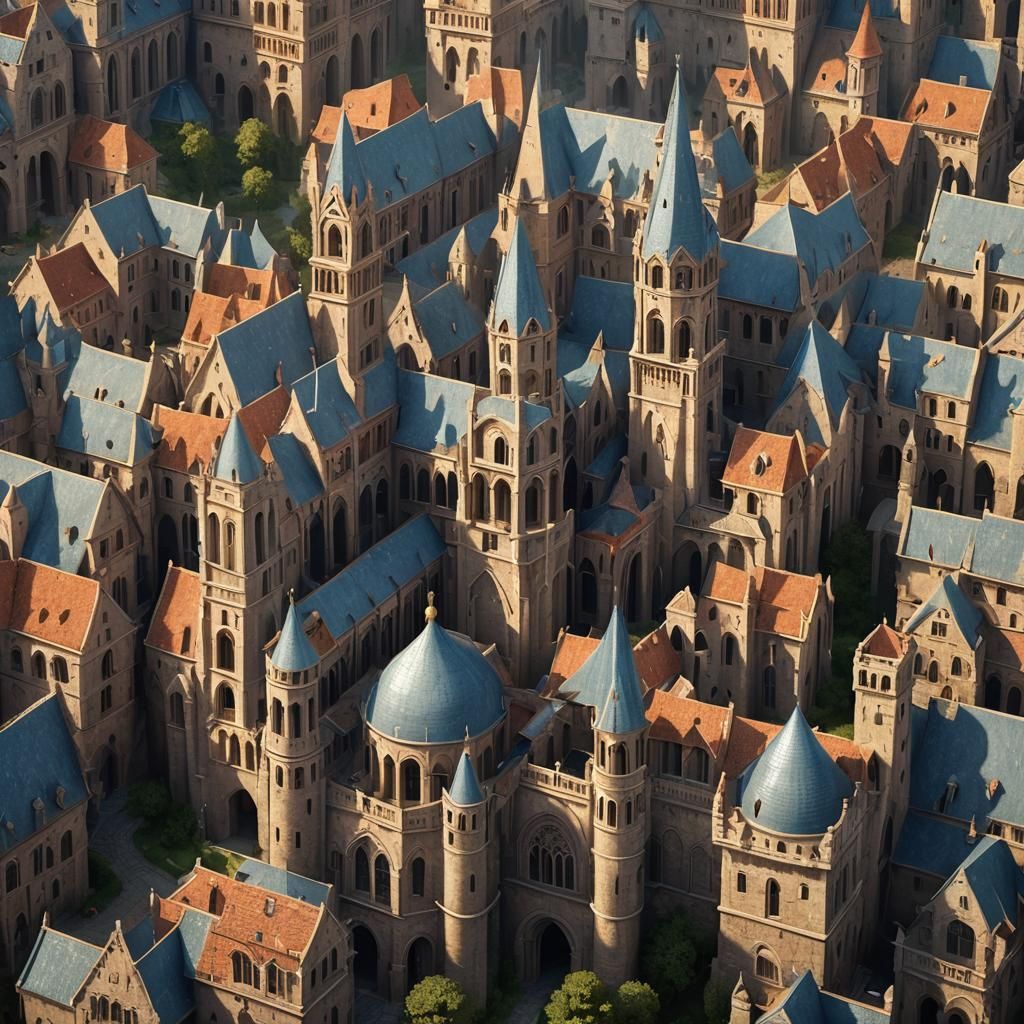 Fantastical Romanesque Architecture in Detailed Matte Painti...