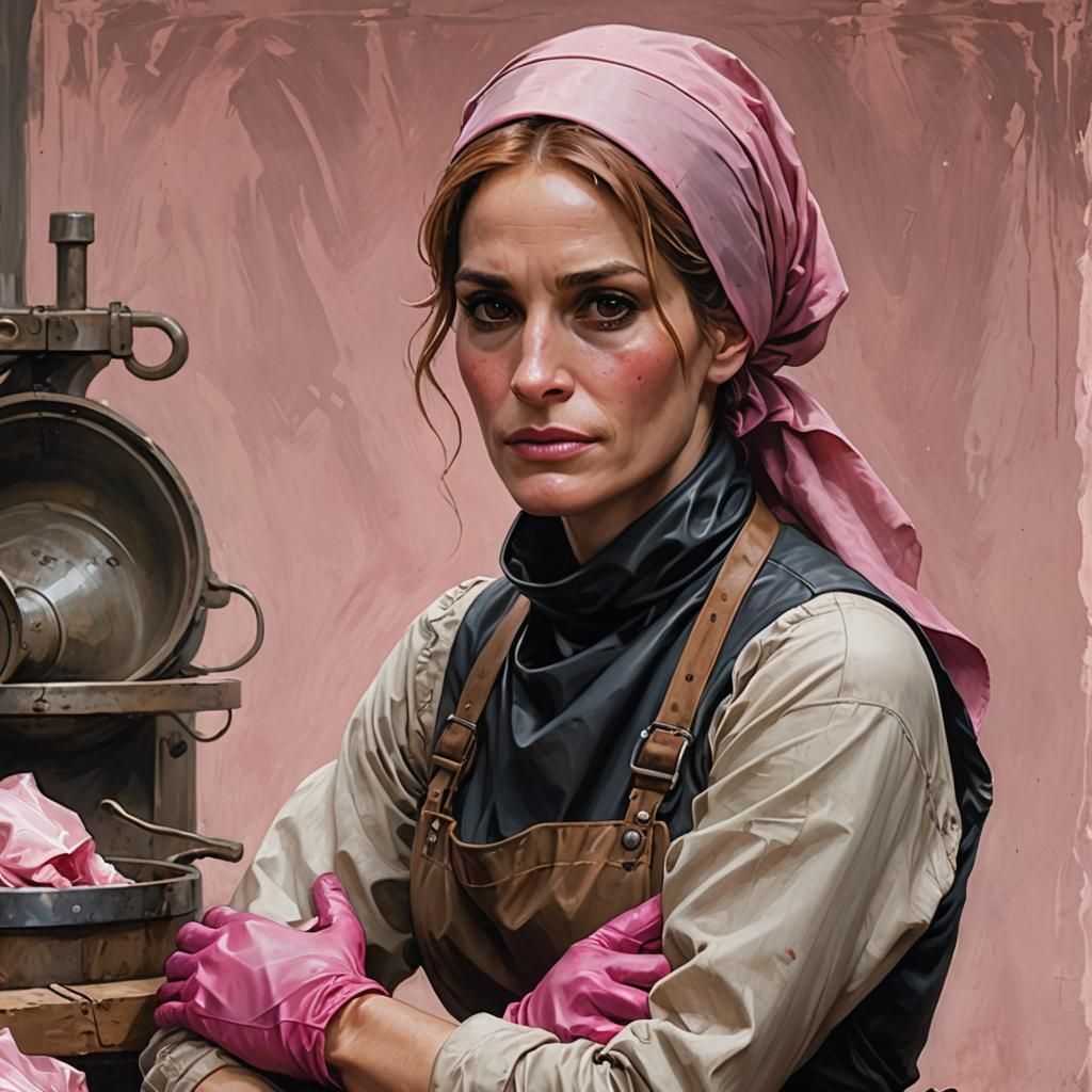 Defiant Young Charwoman: Hyperdetailed Portrait