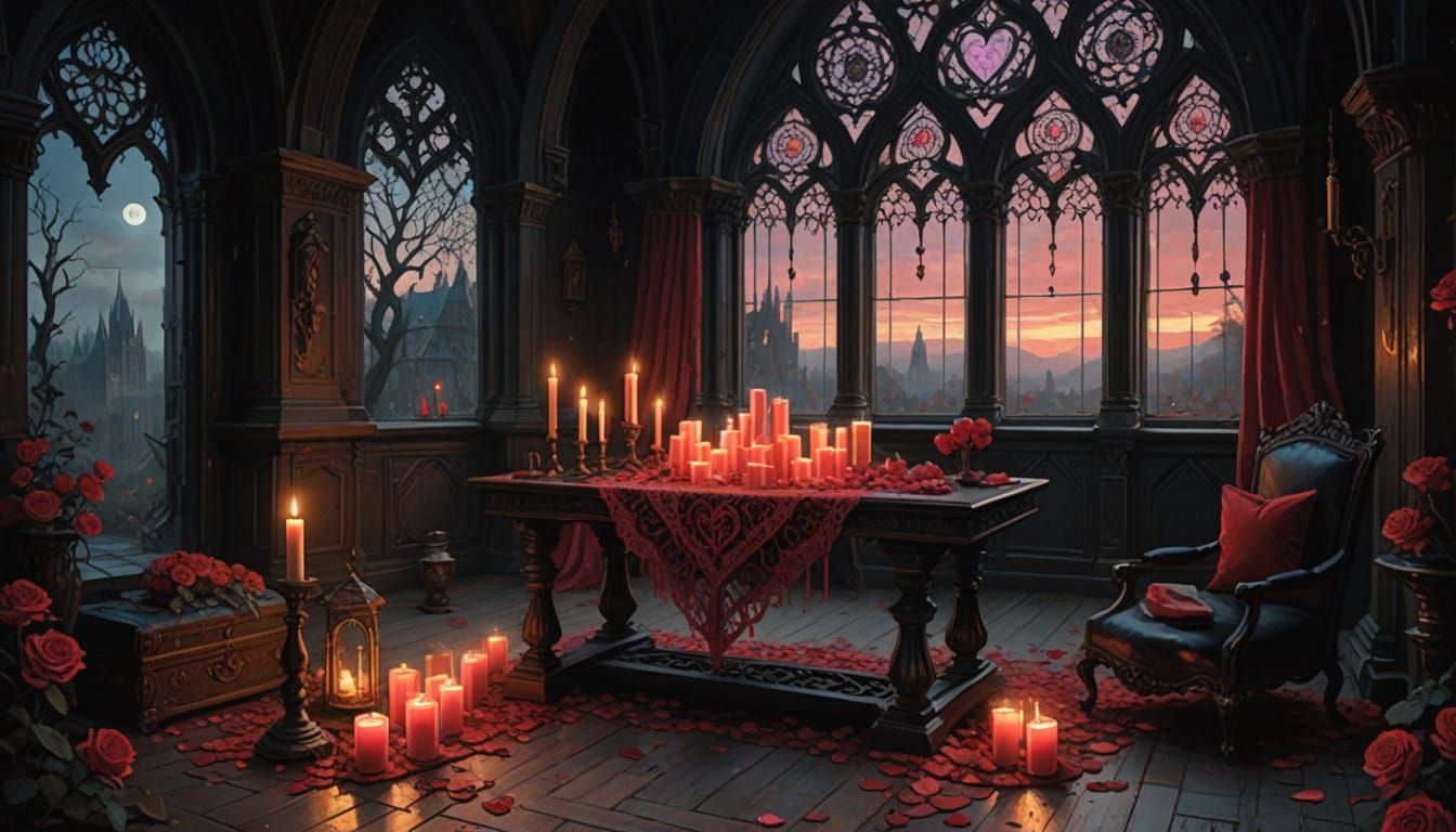 Gothic Valentine's Day Altar in Victorian-Era Aesthetic