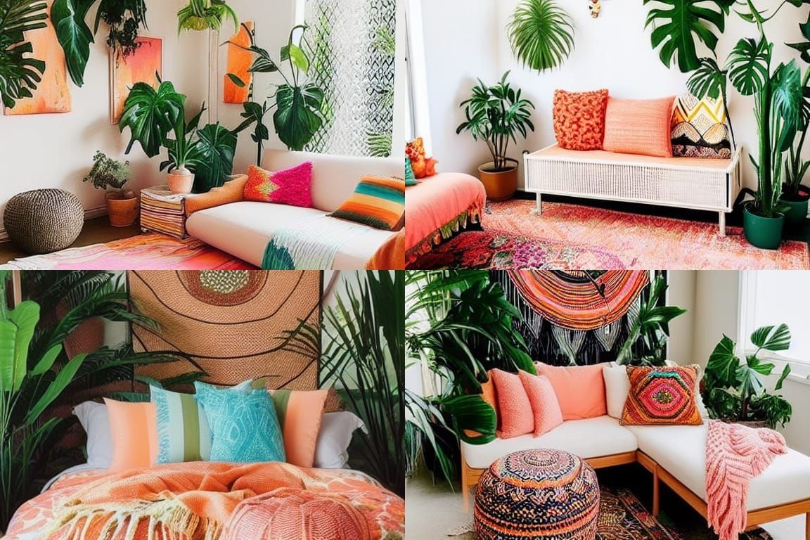 Jungle Bohemian Peach Home Decor Aesthetic
