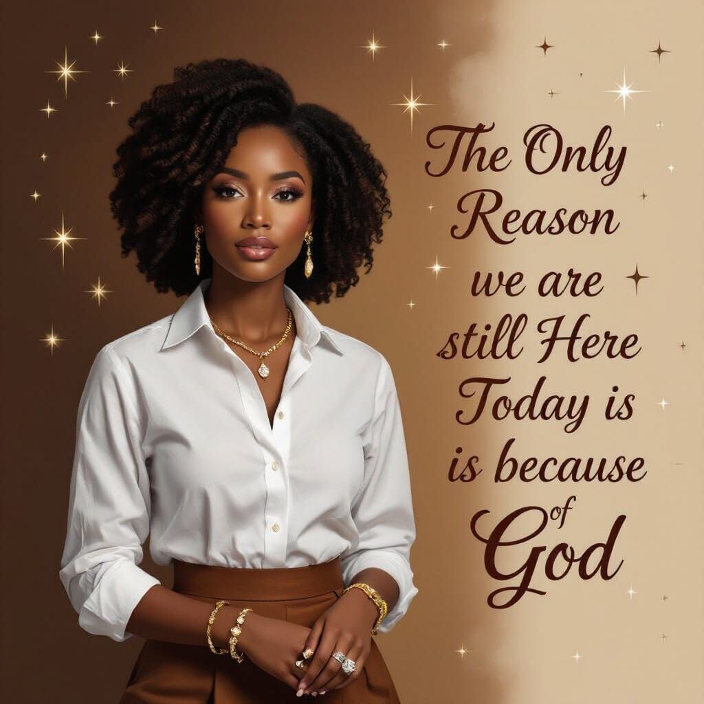 African American Woman with Gold Jewelry on Ombre Background