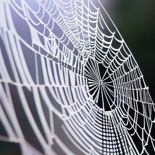 Glistening Spiderweb at Sunrise: A Gothic Vision