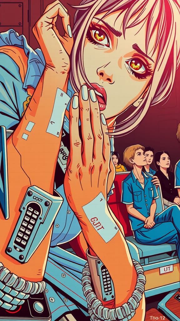 Woman in Waiting Room: Realistic Digital Art