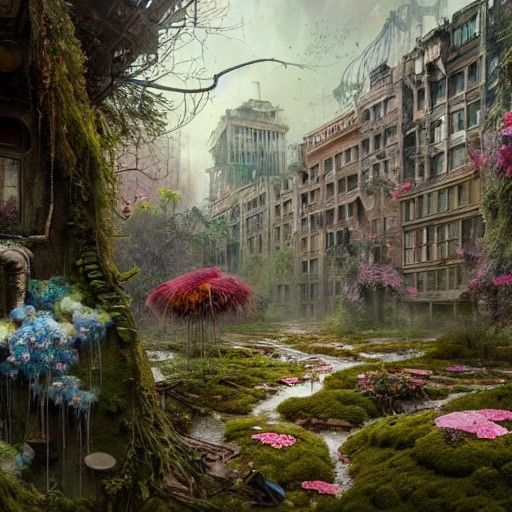 Post-Apocalyptic Detroit Reclaimed in Maximalist Matte Paint...