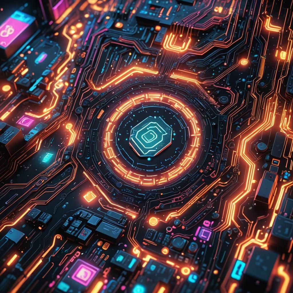 Cyberpunk Blockchain Network at Lightspeed in Digital Art