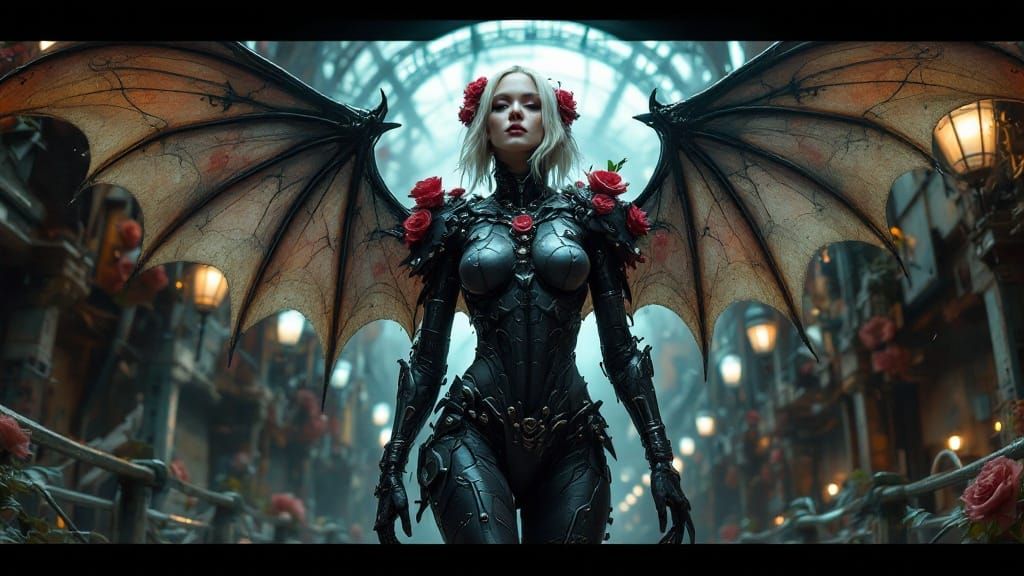 Cyberpunk Goddess in Dieselpunk Ruins