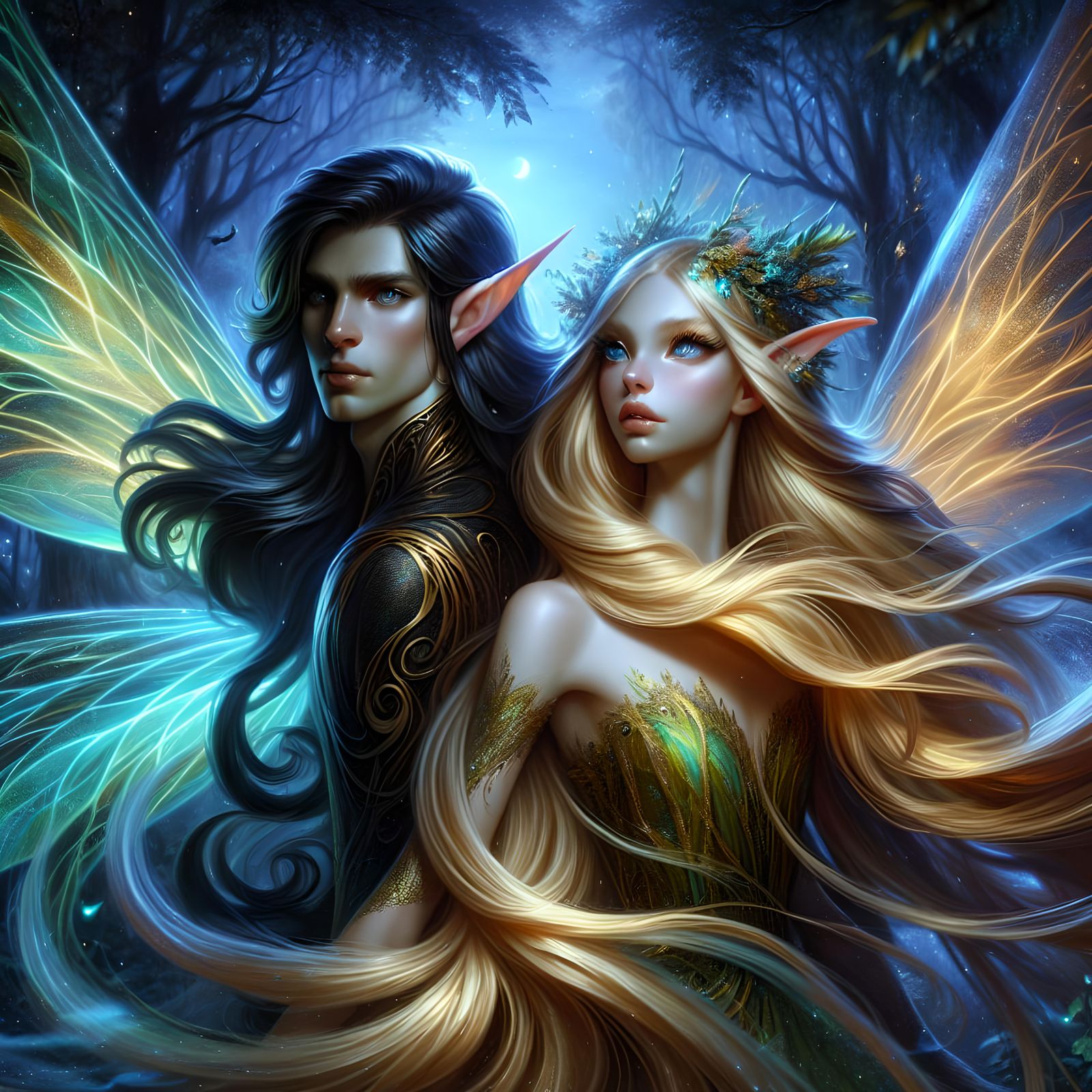 Fantasy fairy couple flying