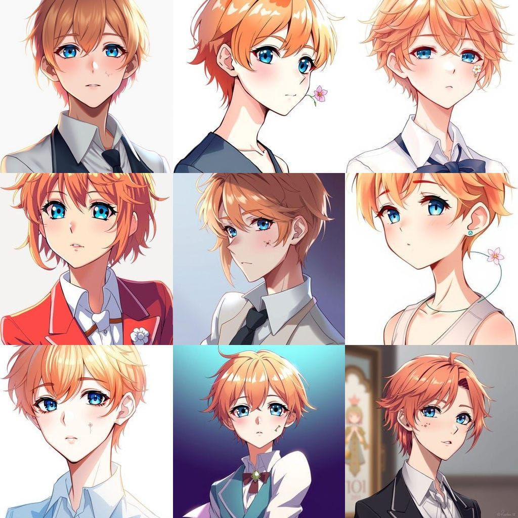 Anime Boy with Flower Crack on Cheek