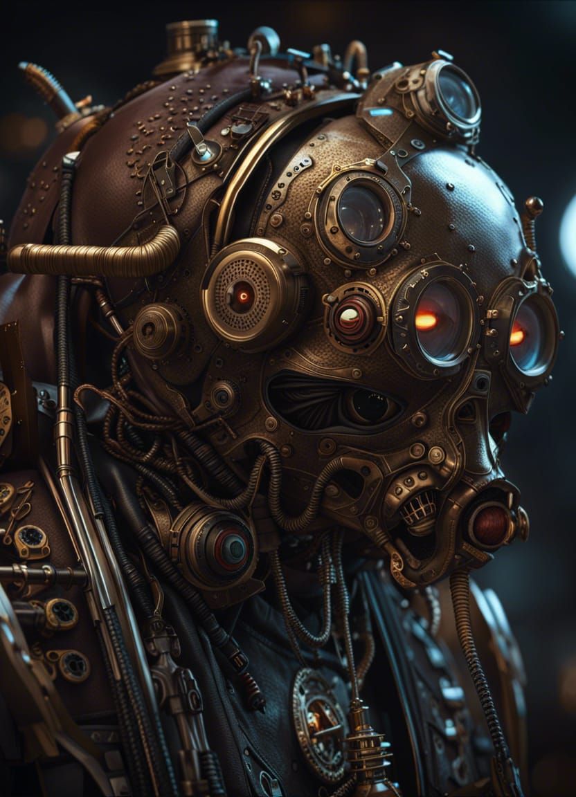 Horror Steampunk Creature in Cyberpunk Style