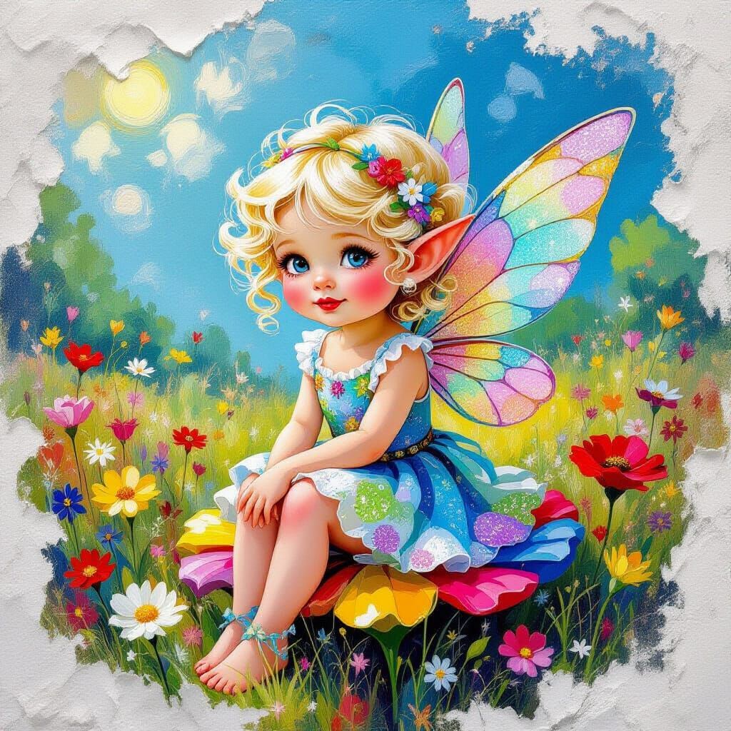 Adorable Elf in Textured Impasto Painting Style