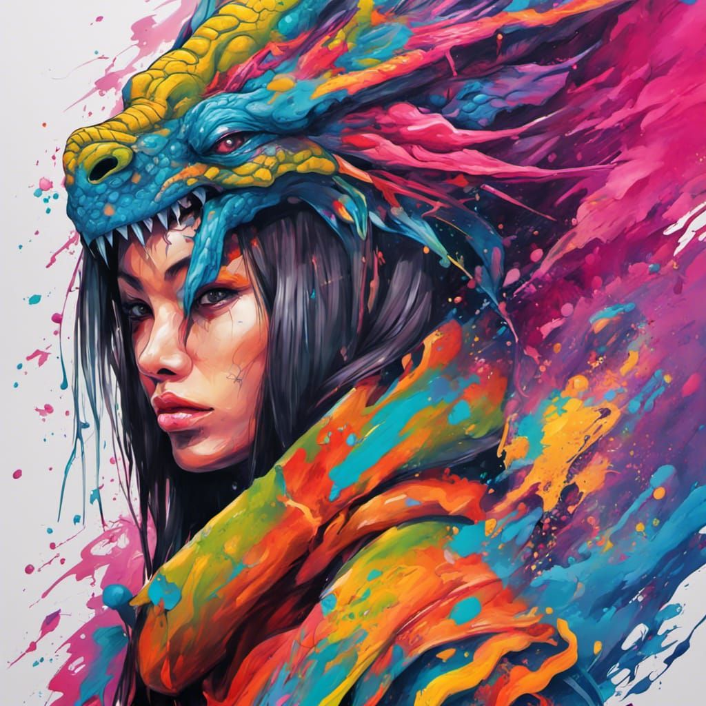 Dragon Ninja Graffiti Art: Colorful Street Style