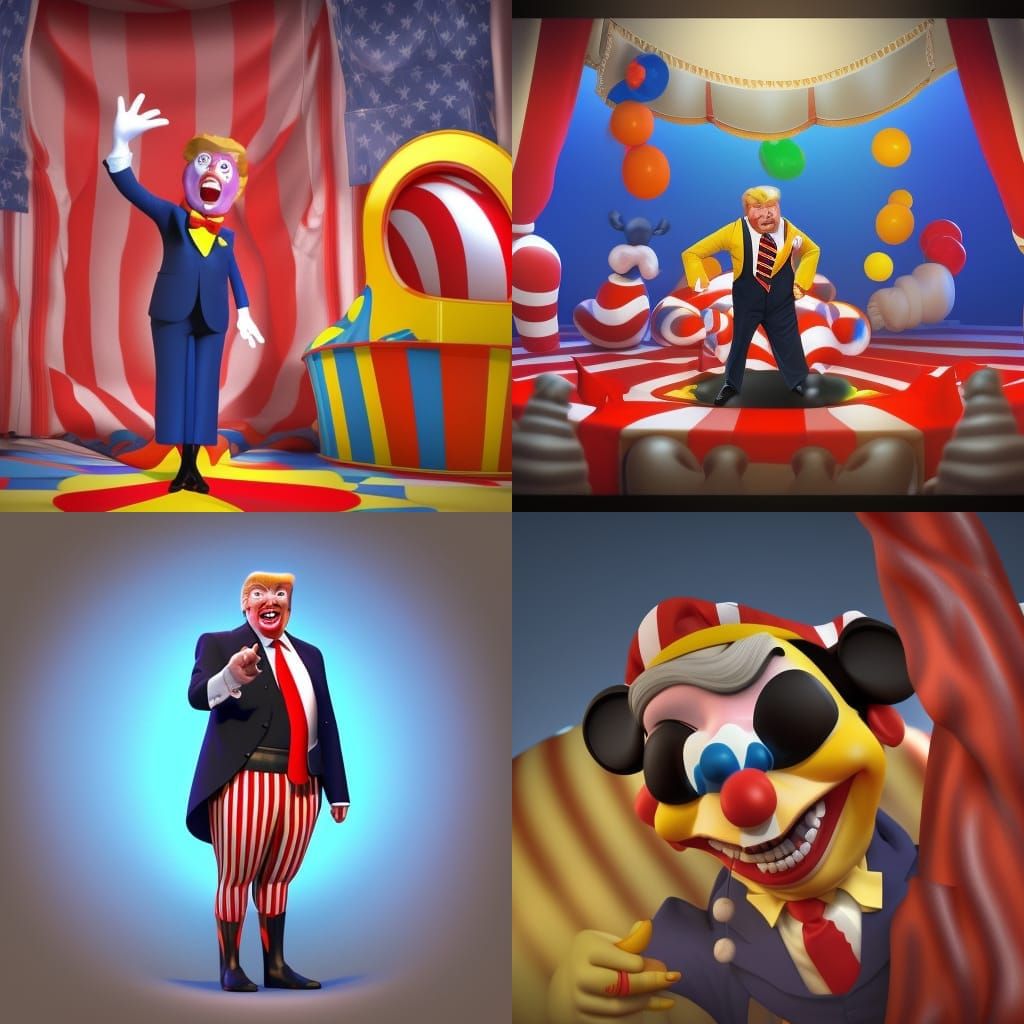 Donald Trump as Circus Clown: 3D Digital Art