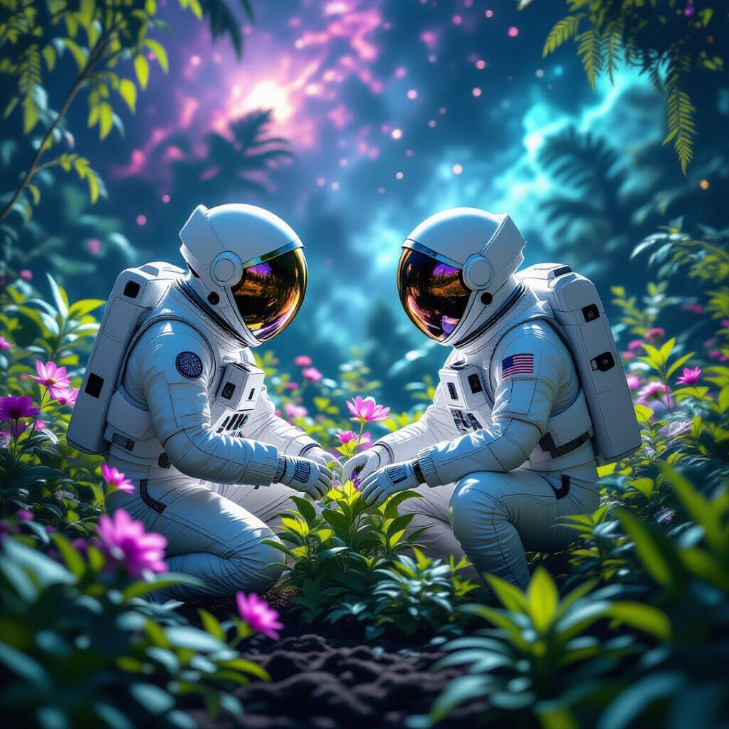 Astronauts Garden on Moon, Nebula Glow