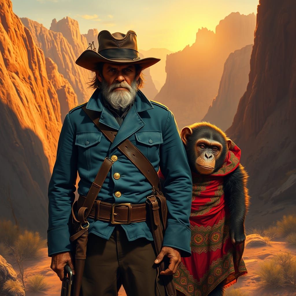 Marine Guarding Chimpanzee in Rocky Canyon