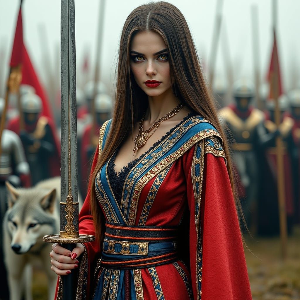 Medieval Princess Warrior in Vibrant Cartoon Style