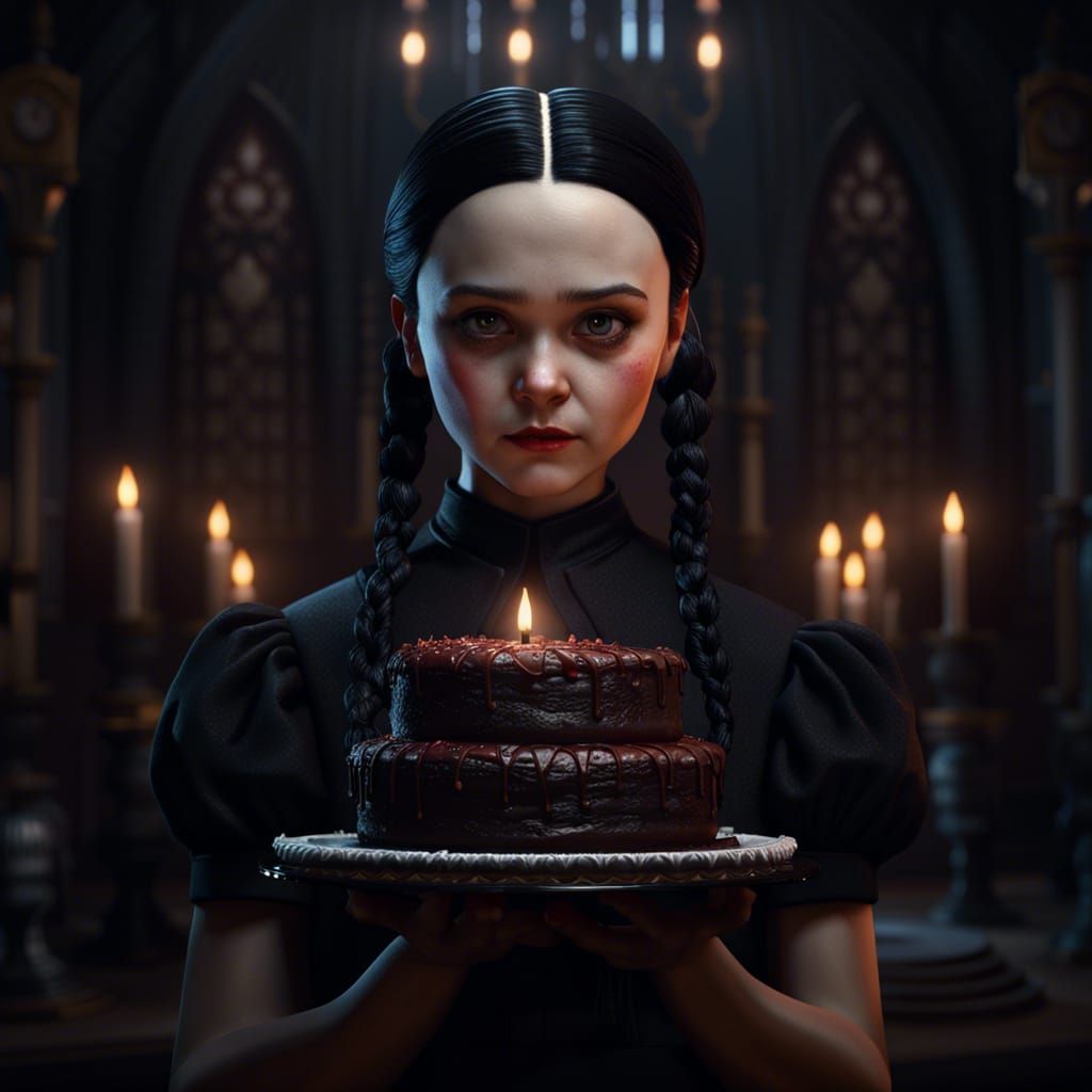 Wednesday Addams and the Lopsided Cake