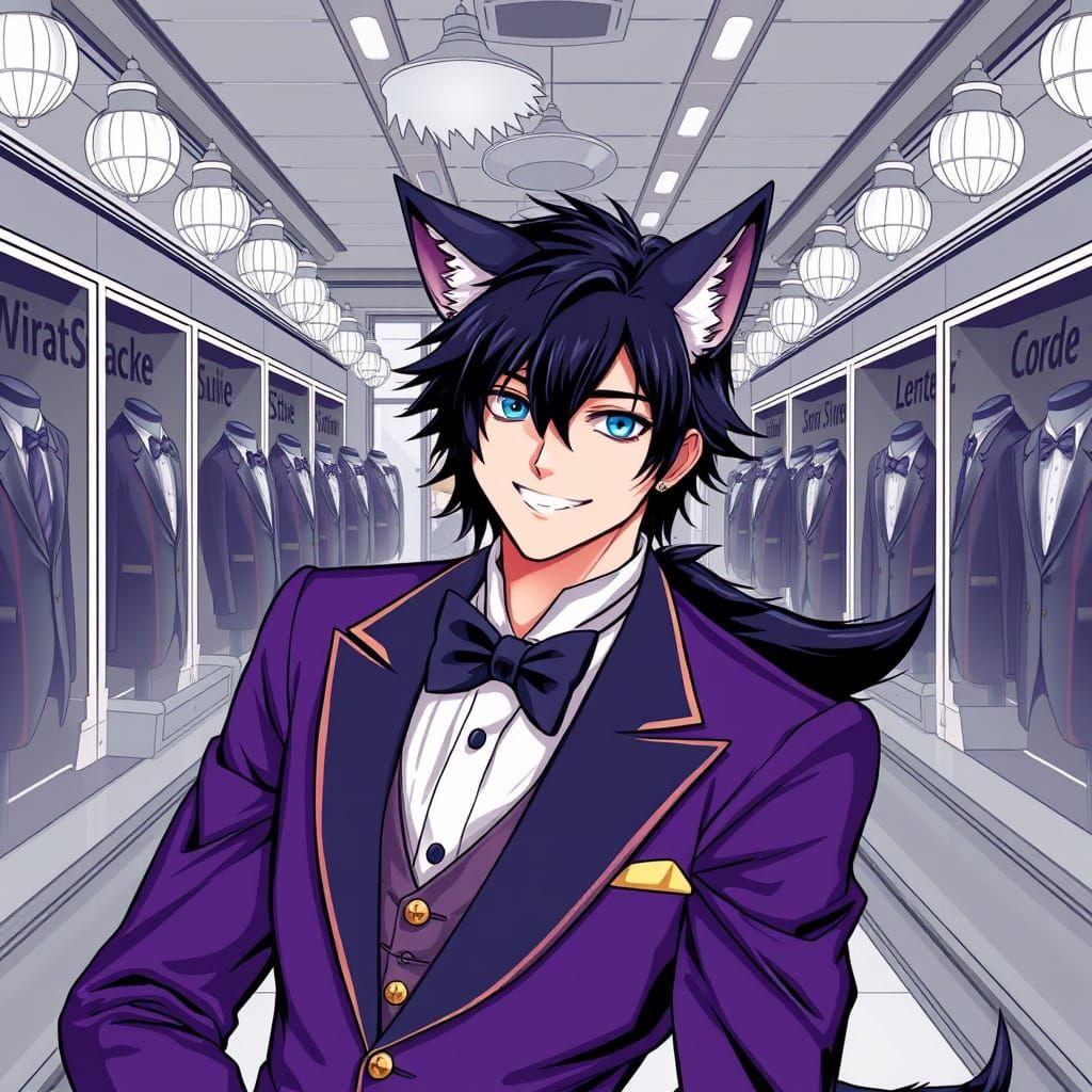 Elegant Gentleman in Navy Wolf Tuxedo
