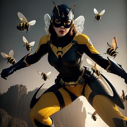 Amber Bee Superhero in Comic Book Style