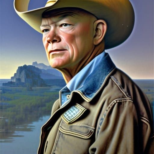Dwight Eisenhower in Denim Jacket: Artstation Portrait