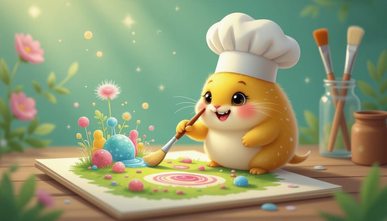 Jolly Microbe Artist Painting Cell Landscape