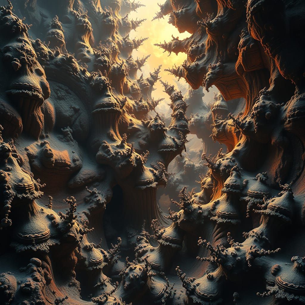 Fractal Landscape Visualizing Bach's Prelude in Surreal Styl...