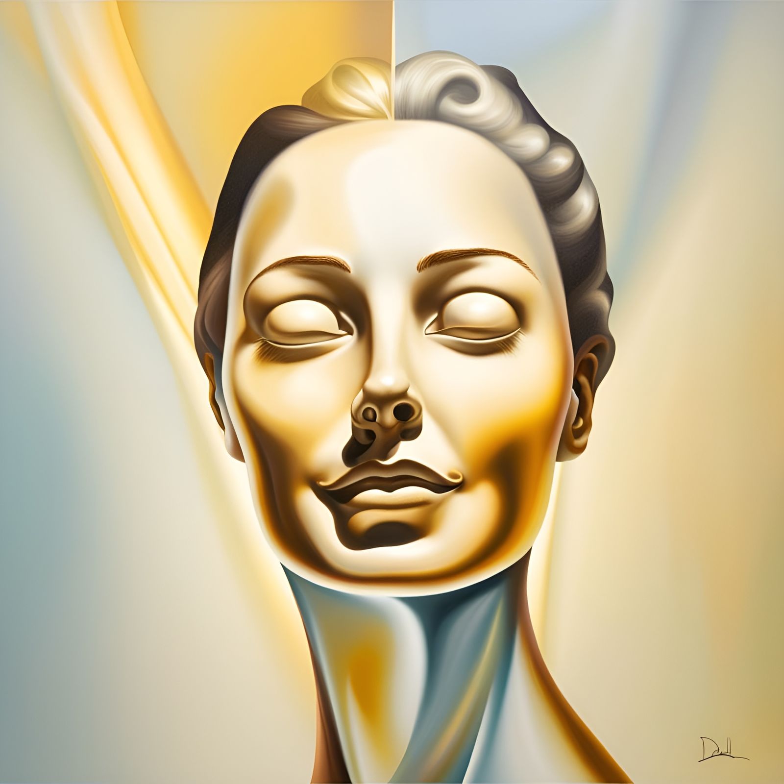 Surreal Pale Woman with Glass Finish, Dali Style