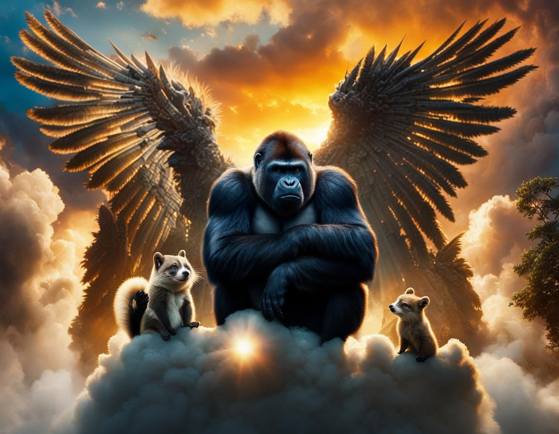 Angelic Animals Armed in Heaven: Cinematic Still