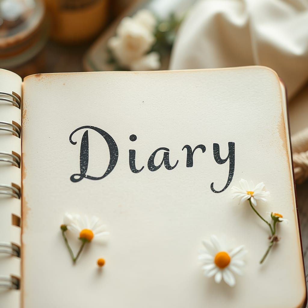 Pale Cream Flower Junk Journal Page with Diary