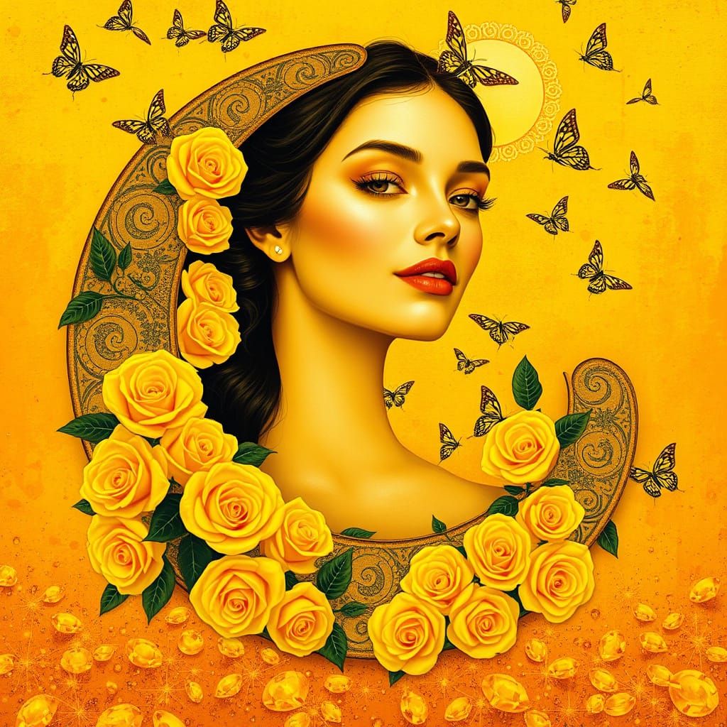 Luxurious Golden Goddess in Vibrant Yellow