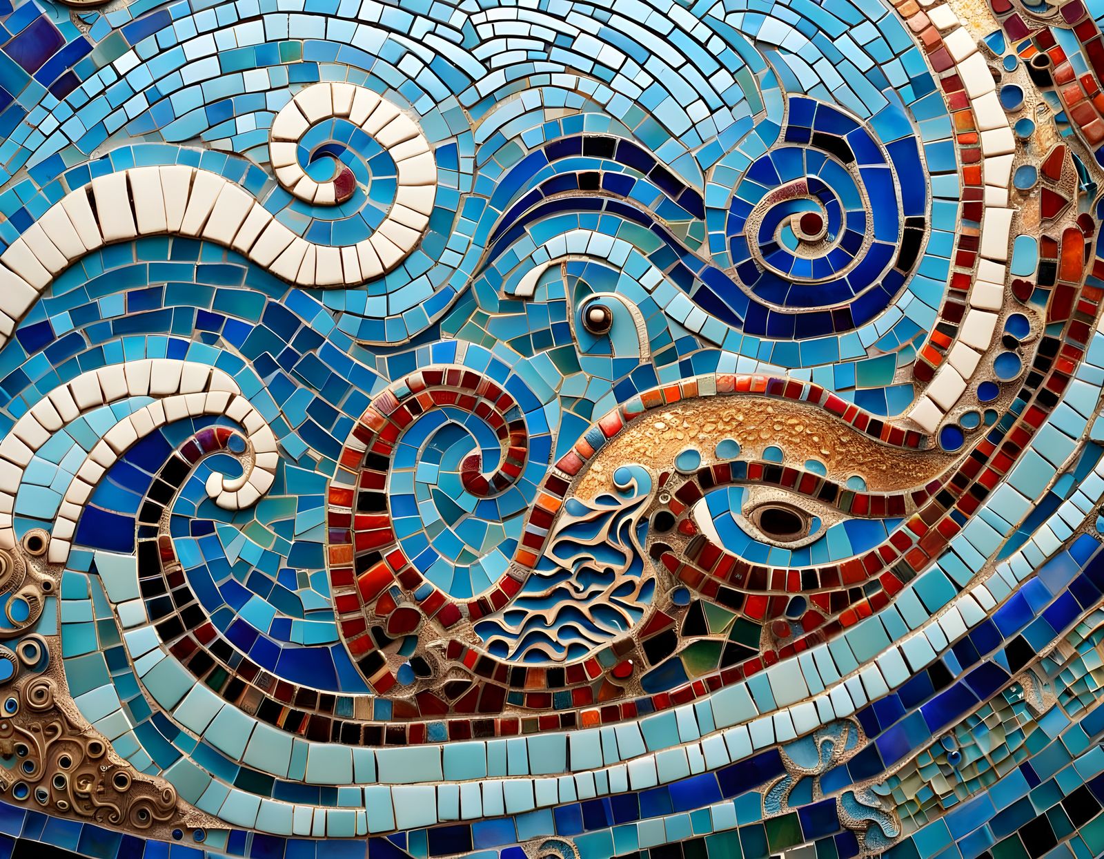 Mythical Sea Monsters in Ancient Mosaic